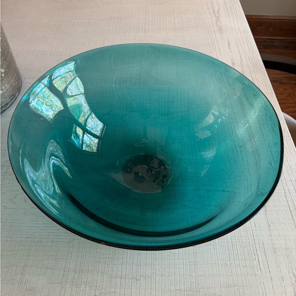 Custom Other - One-of-a-Kind Teal Hand-Blown Glass Art Bowl